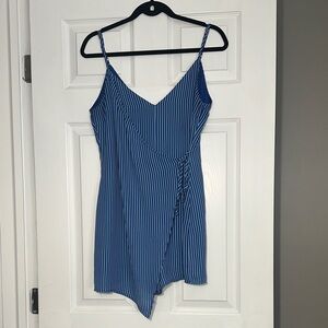 Blue Striped Sleeveless Romper